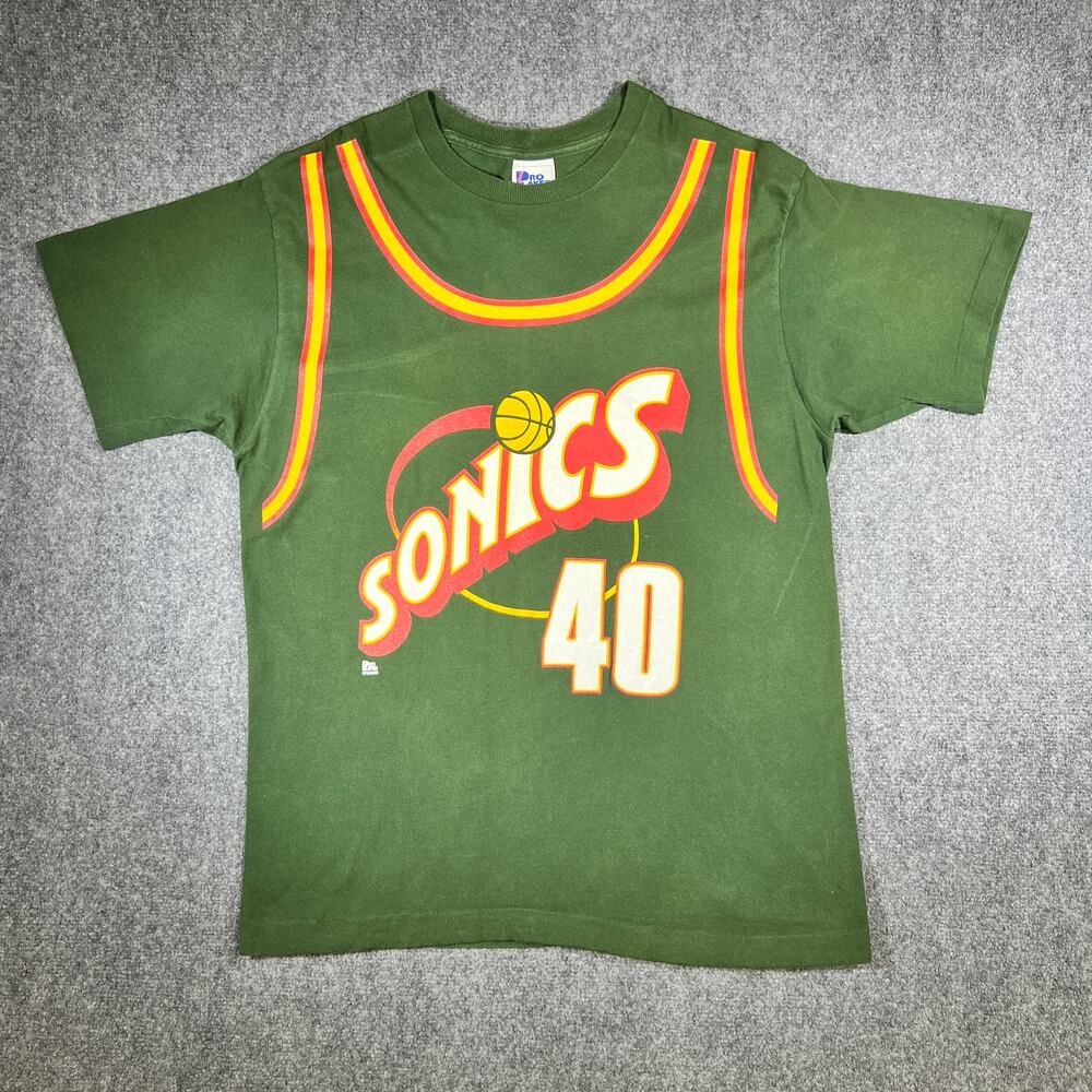 Vintage 90s Shawn Kemp 40 Seattle Super Sonics Pro Player T-Shirt Large